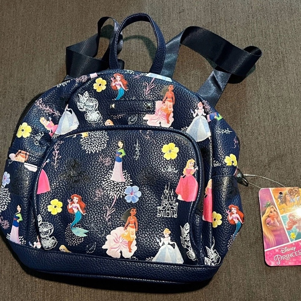 Disney Navy Backpack with Princess and Floral Design